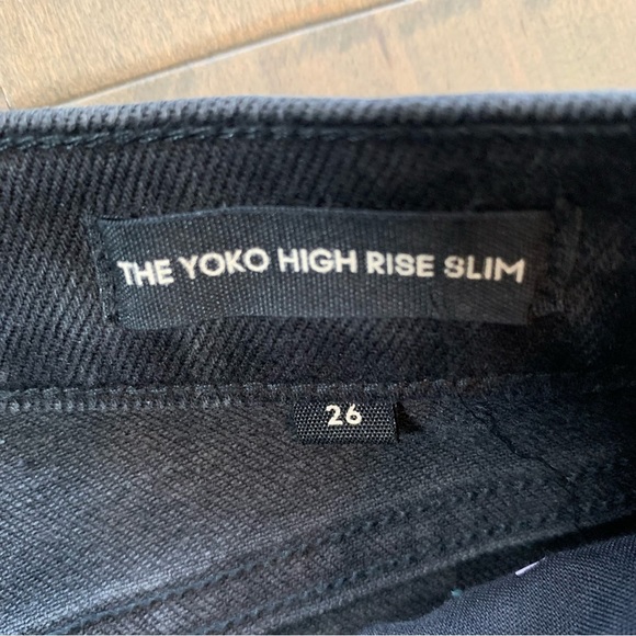 Aritzia Denim Forum The Yoko High Rise Slim Black Jeans Button Fly Raw Hem - Picture 6 of 10